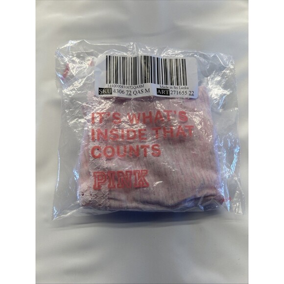 VICTORIA'S SECRET PINK Bikini Panties Cheeky Pink Lace Trimmed SZ Med NEW - Picture 6 of 6